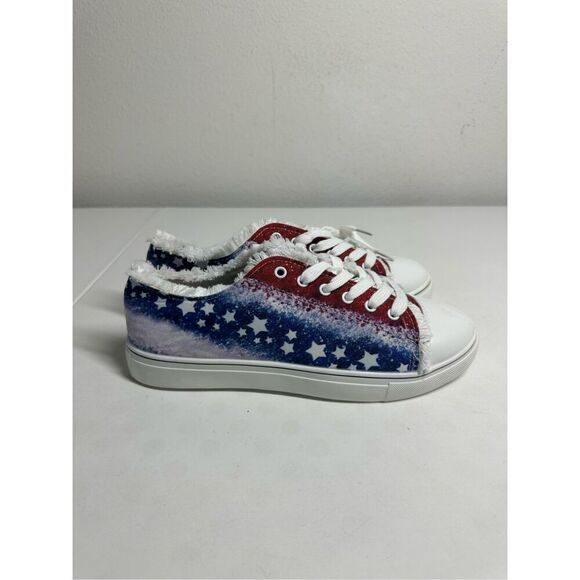 Women's American Flag Star Pattern Canvas Shoes  Lace Up  Size 41EU/10 US Notes - Picture 1 of 10